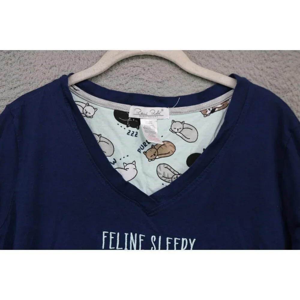 Rene' Rofe' 3/4 Sleeve Nightgown-"Feline Sleepy"-Size 1X - Picture 5 of 11